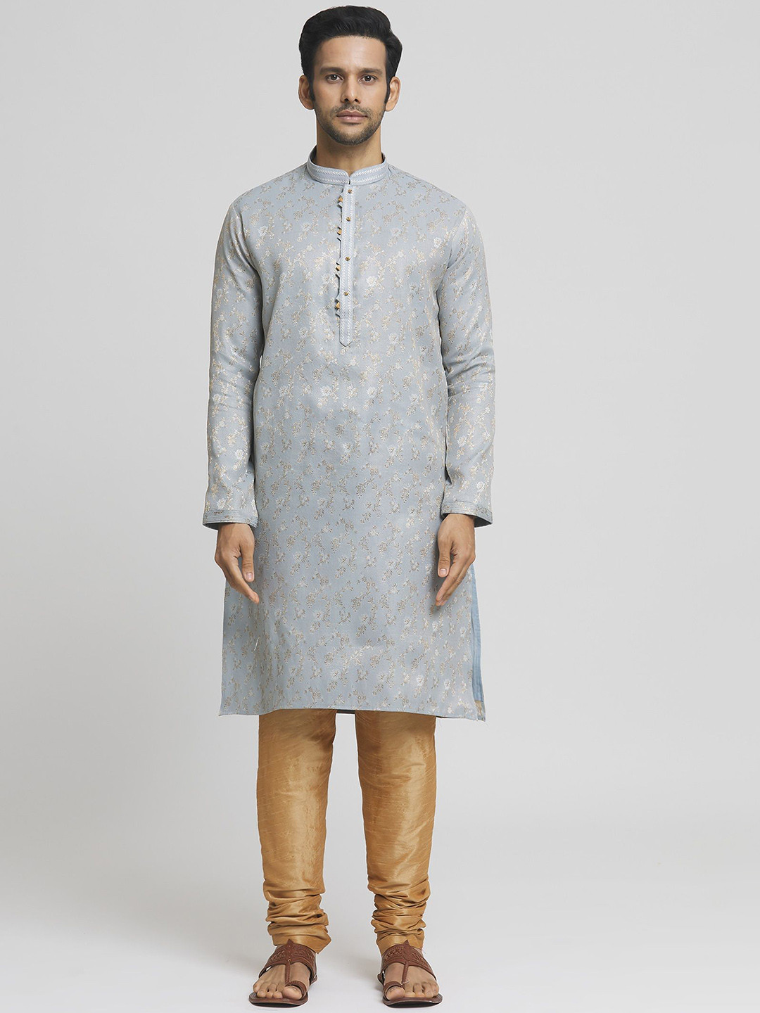 Arihant Rai Sinha Men Yoke Design Regular Pure Silk Kurta with Churidar Kurta Sets