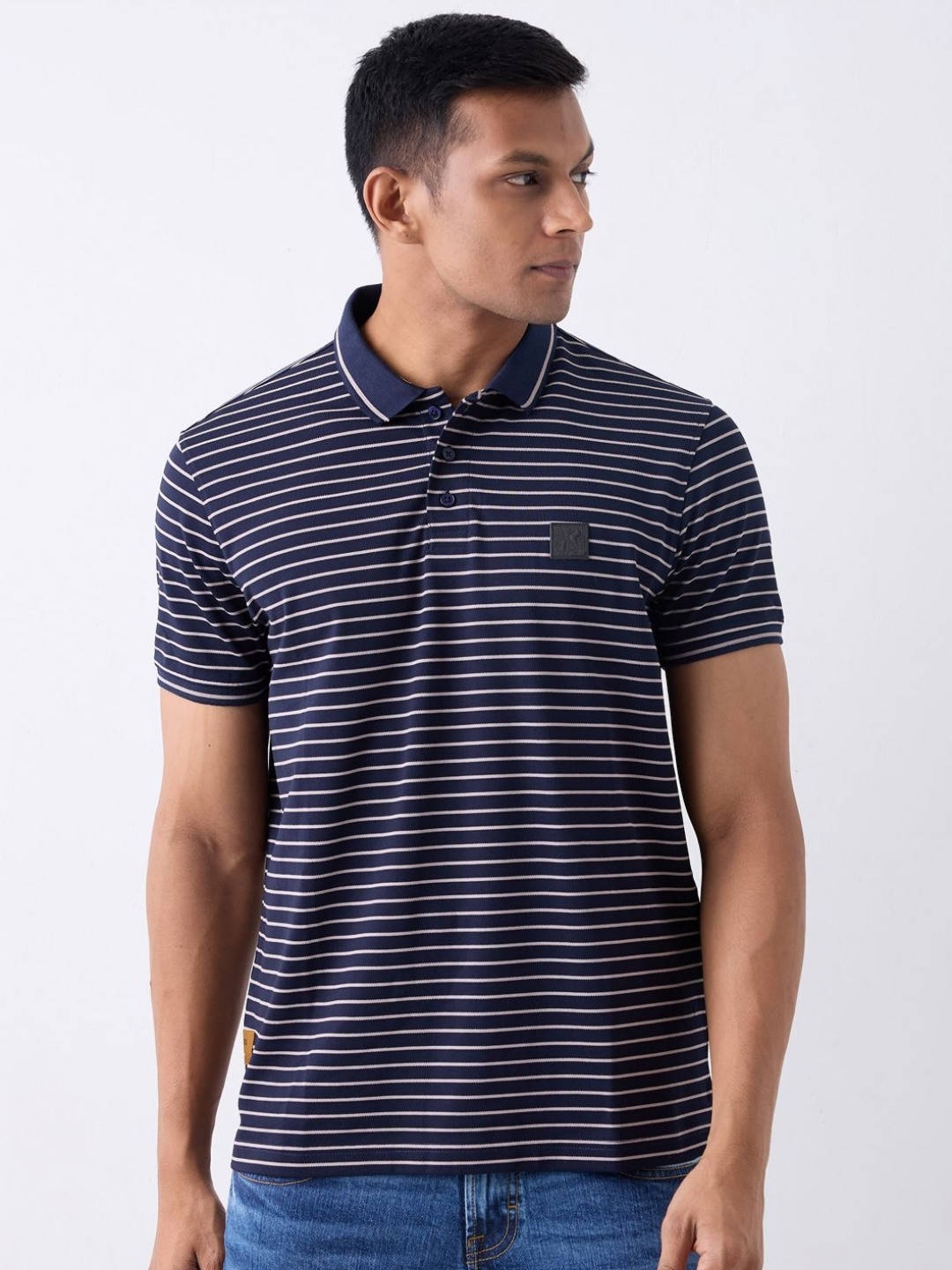 SPYKAR Men Striped Polo Collar Slim Fit T-shirt