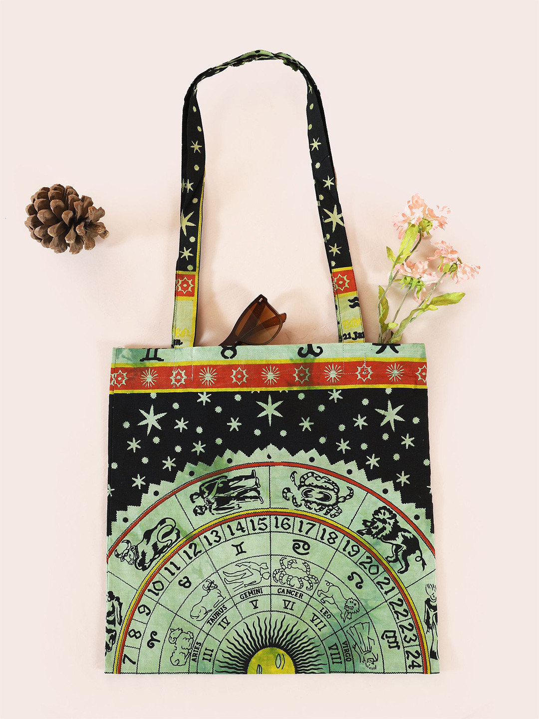 HANDICRAFT PALACE Geometric Printed Shopper Tote Bag With Applique