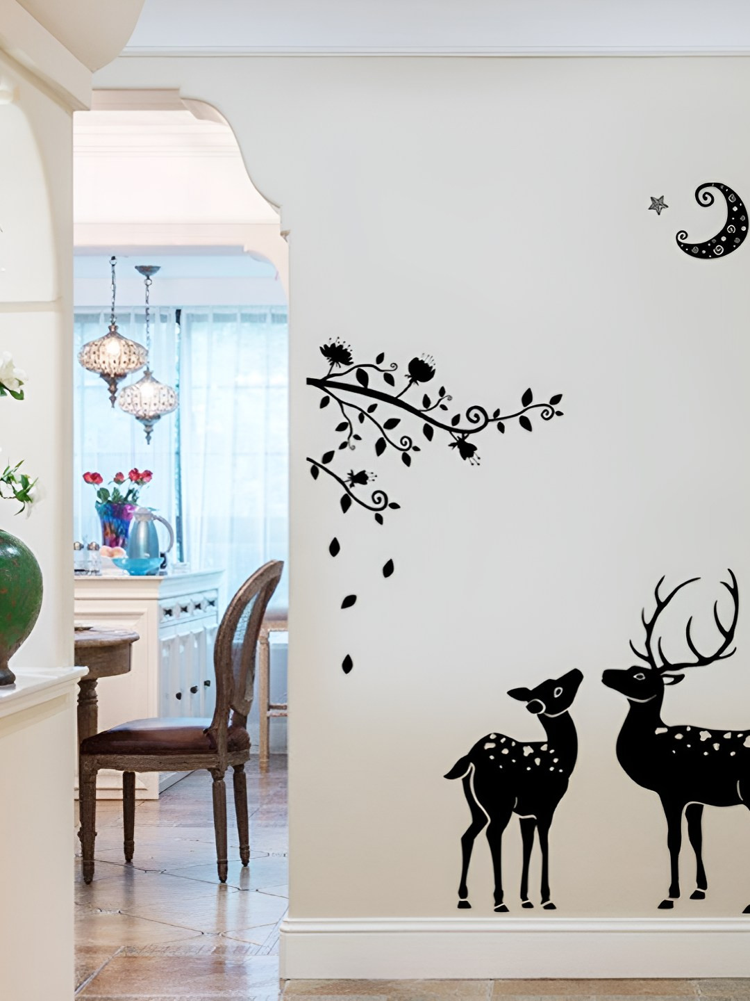 INDIAN ROYALS Black & White Printed Waterproof Heat Resistant Self Adhesive Wall Stickers