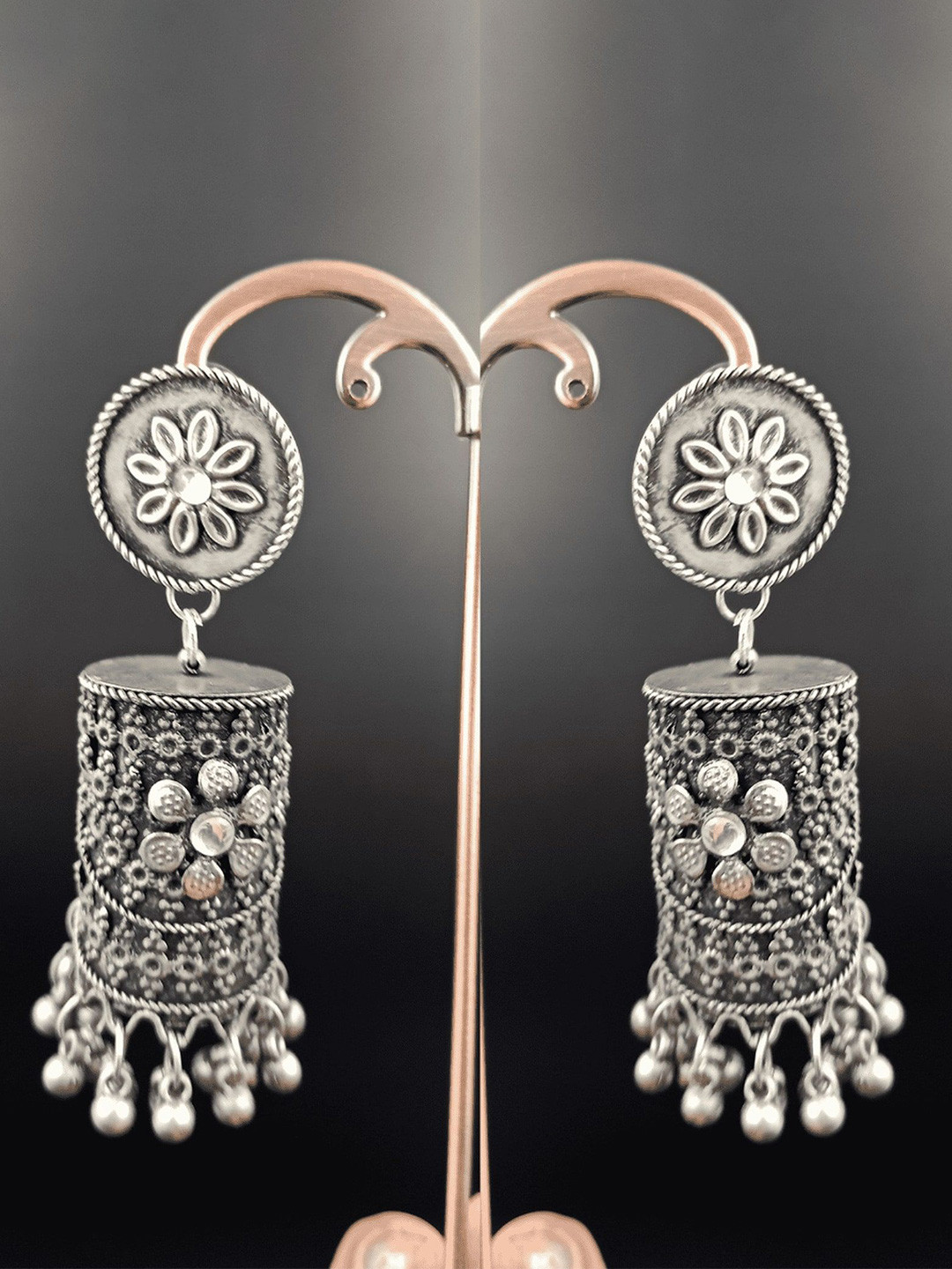 Bareilyy Artificial Stones Studded Dome Shaped Barrel Jhumkas