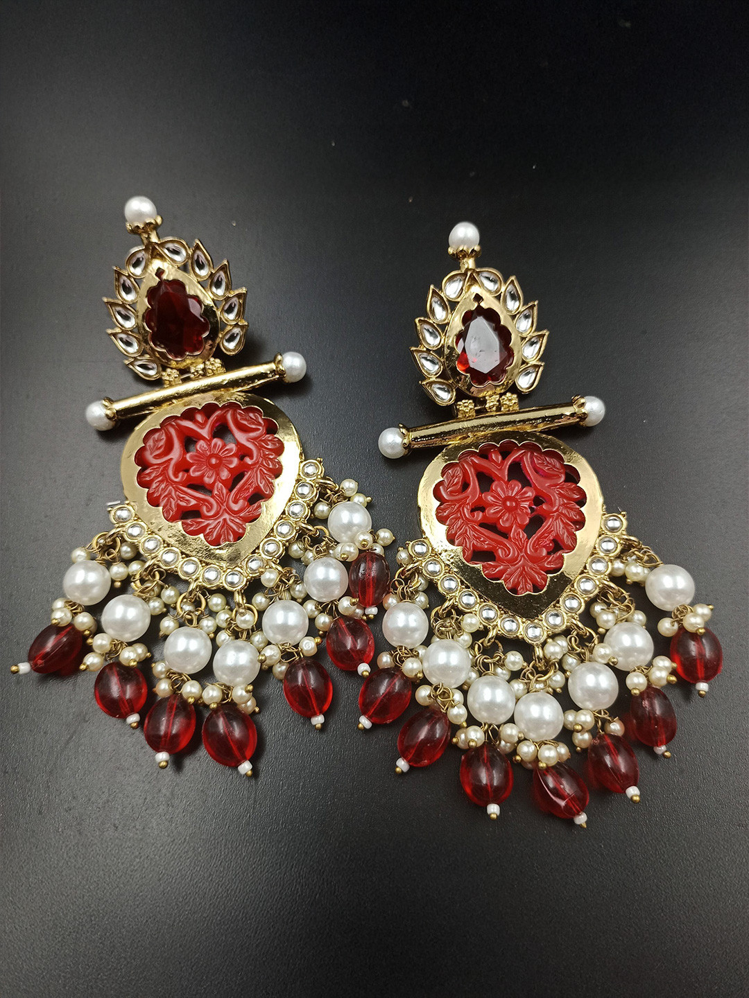 Bareilyy Women Contemporary Cut Work Drop Earrings