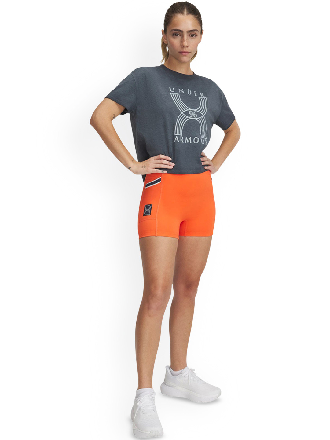 UNDER ARMOUR Run 96 Brand Logo Printed Slim Fit Shorts