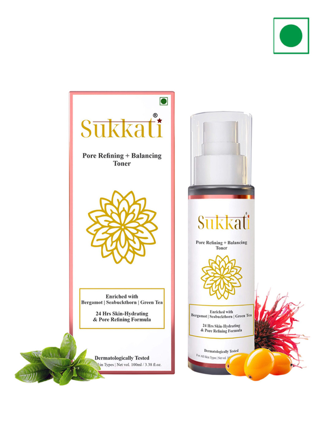 Sukkati Pore Refining + Balancing Toner With Baobab, Green Tea & Sea Buckthorn - 100 ml