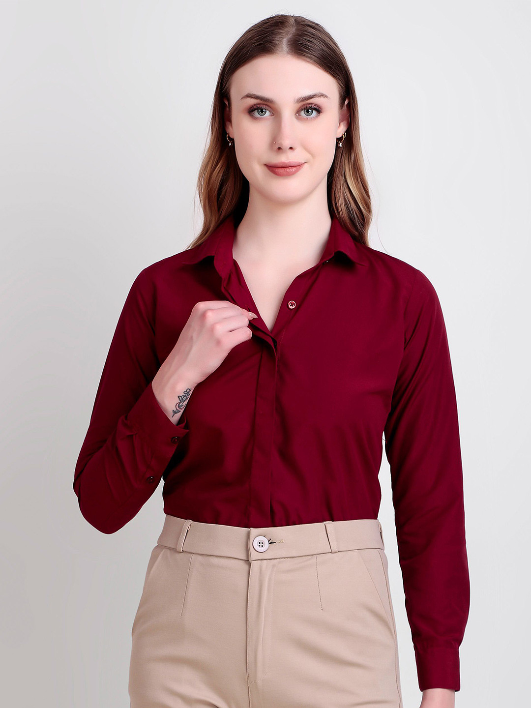 RARE CAMEL New Spread Collar Long Sleeves Slim Fit Formal Shirt