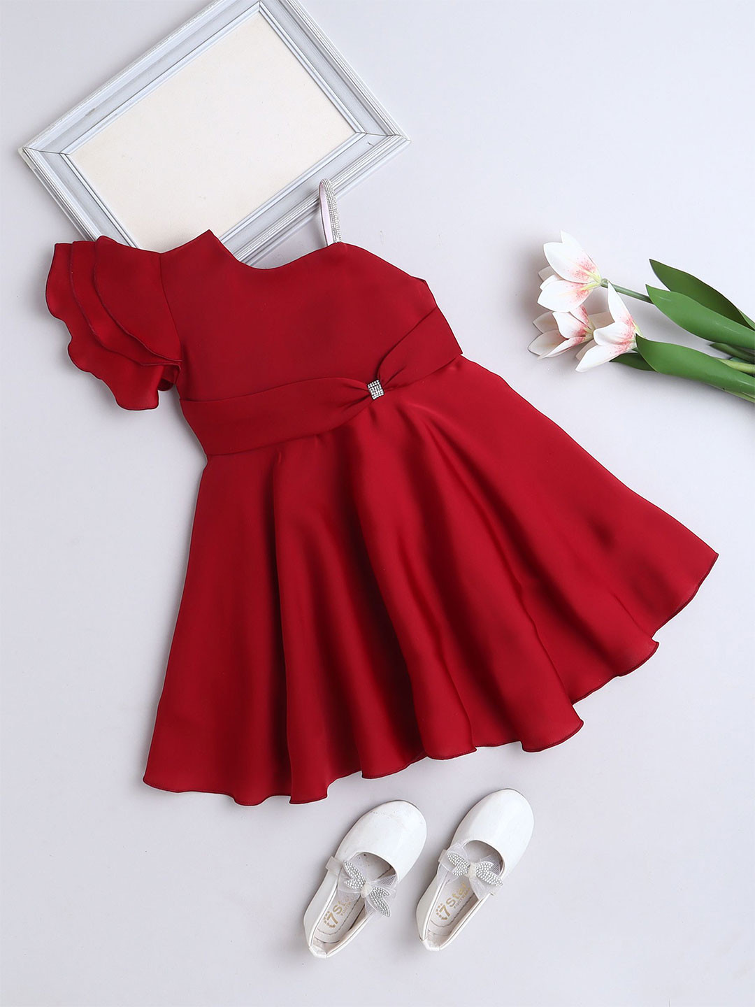 The Magic Wand Girls One Shoulder Neck Fit & Flare Dress