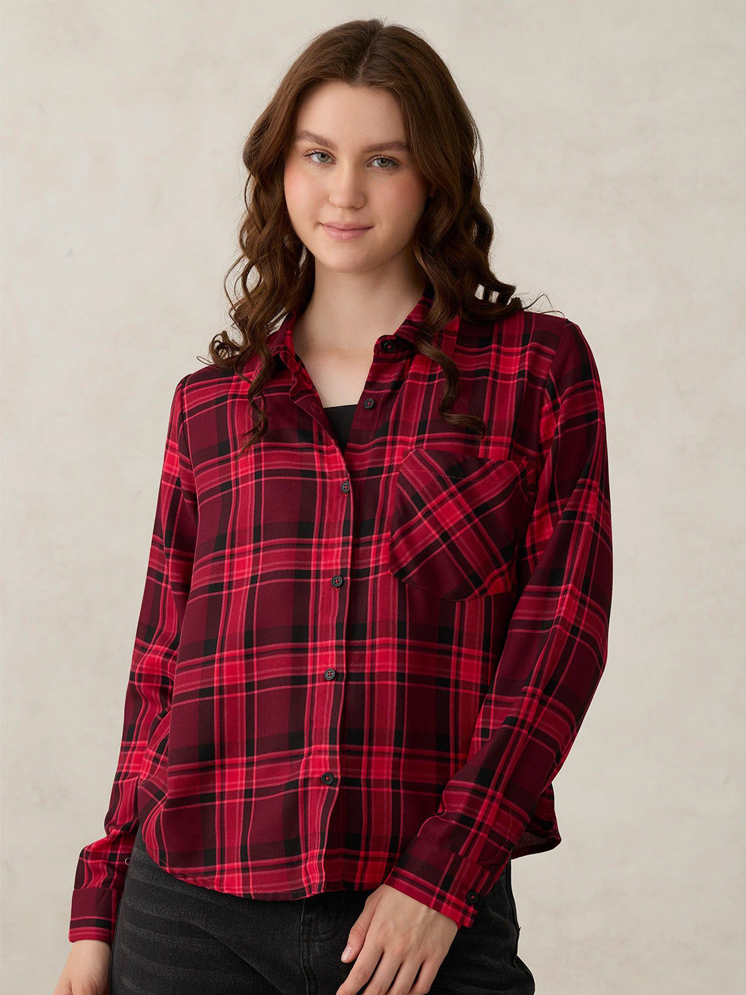 Outzidr Dual Coloured Checkered Shirt