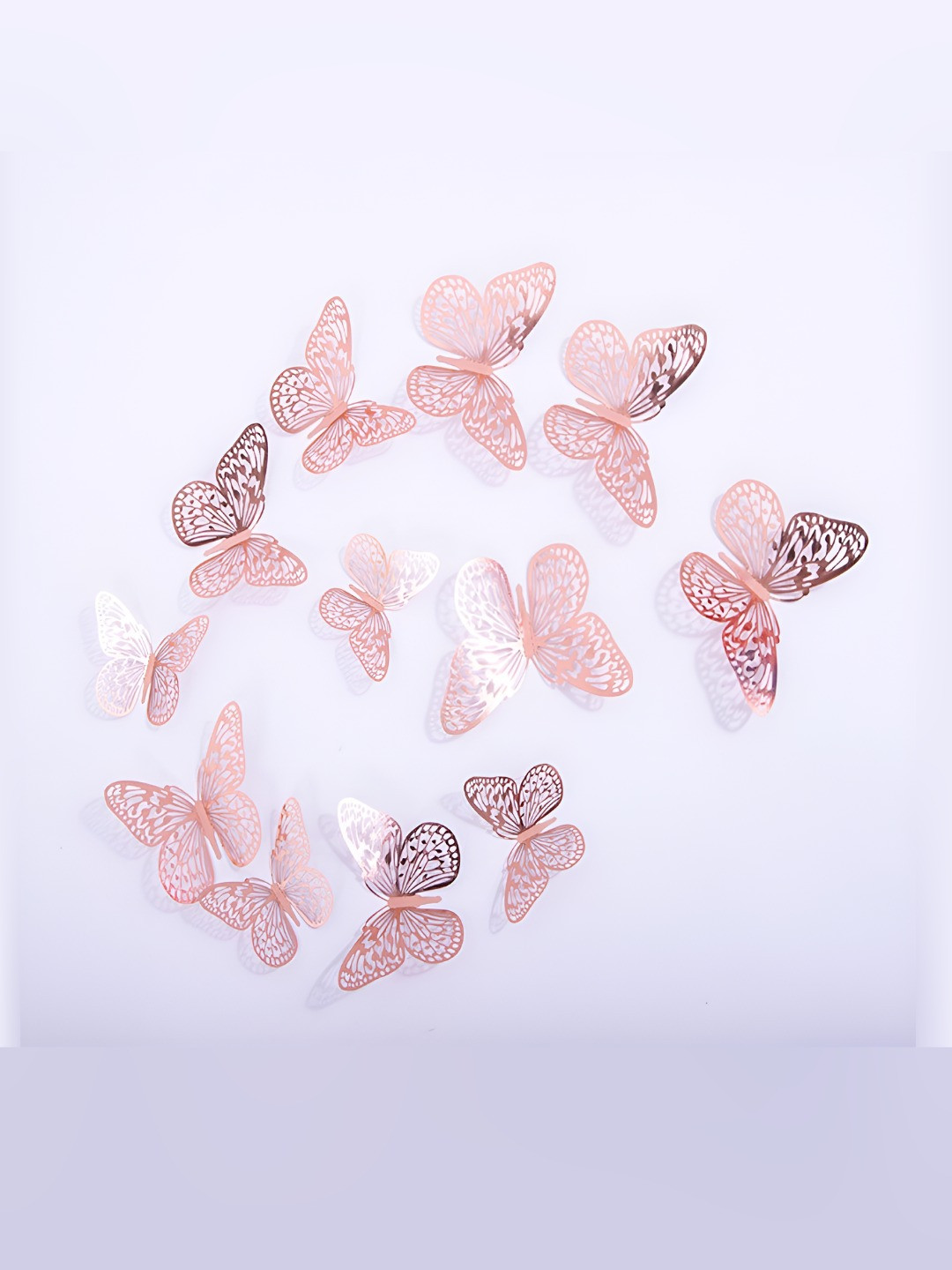 INDIAN ROYALS 12-Pcs Rose Gold Butterfly Self-AdhesiveWallStickers