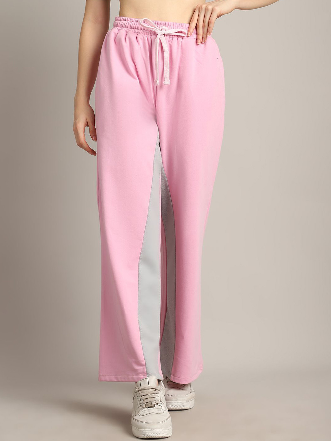 Moonaa Fashion Women Colourblocked Pure Cotton Track Pants