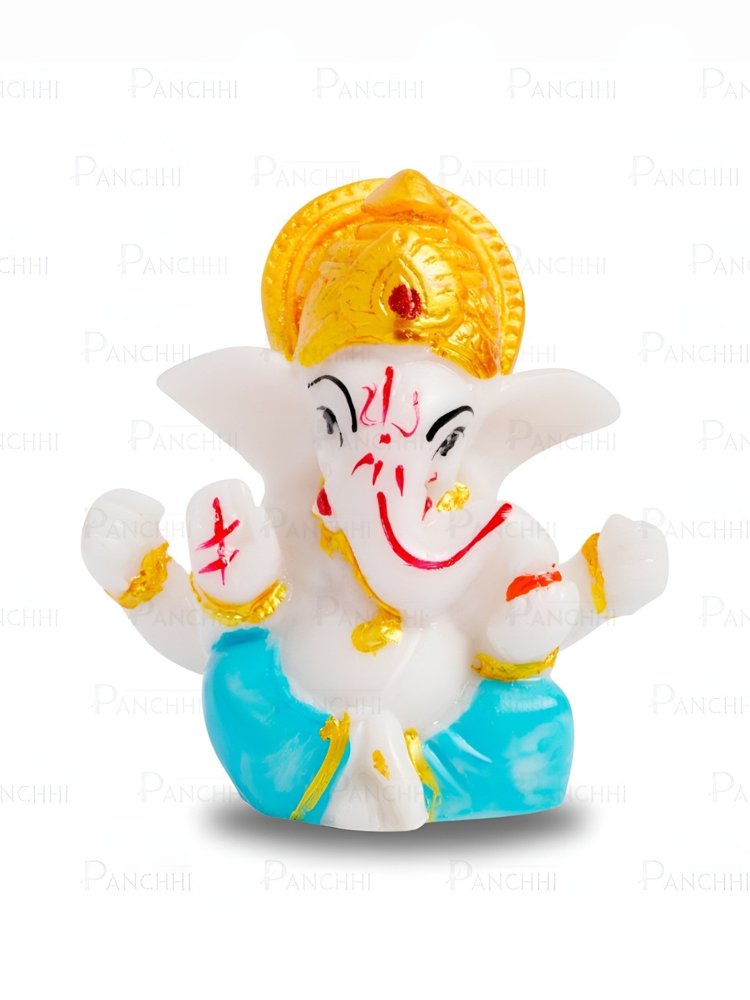 Panchhi Store White & Gold Toned Lord Ganesha Religious Idol Showpiece