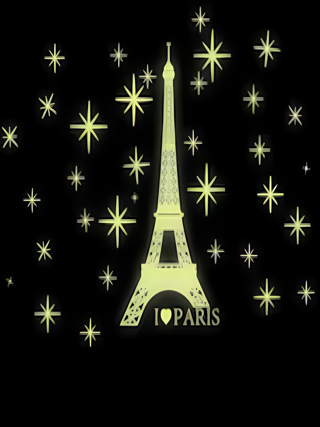 INDIAN ROYALS Black & Beige Luminous Eiffel Tower Glow In The Dark Waterproof Wall Sticker
