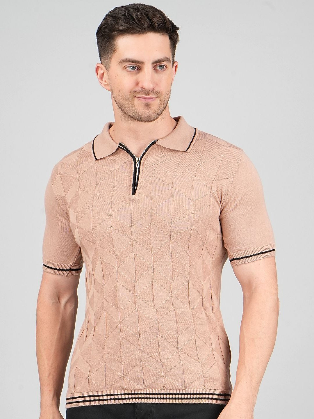 FEVERFEW Adults Polo Collar k Regular Sleeves Pure Cotton Regular Fit T-shirt