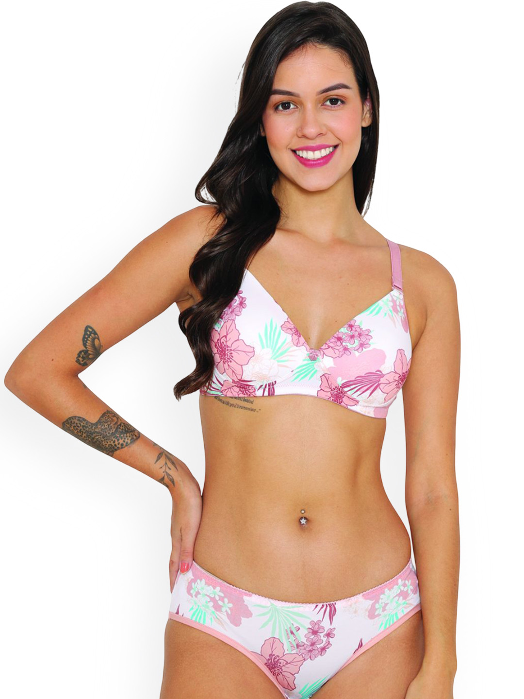B'ZAR Printed Lightly-Padded Lingerie Set BZS1132-Sun kissed