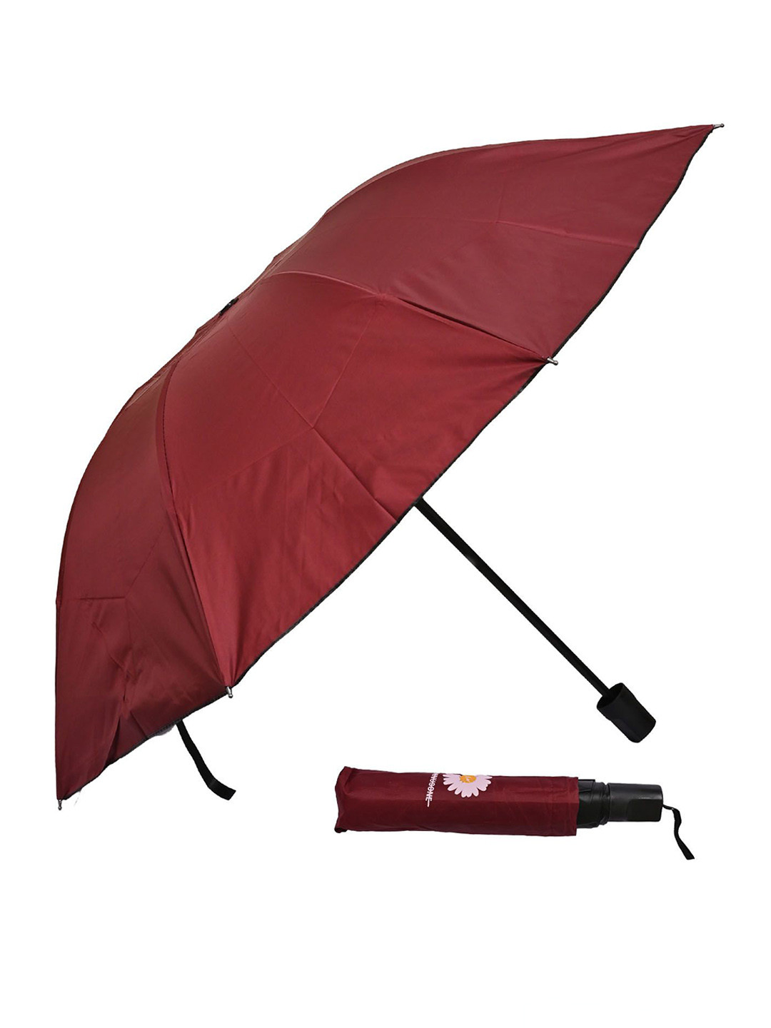 Aura Red Manual 3 Fold Full Cover UV Rays Protective Umbrellas