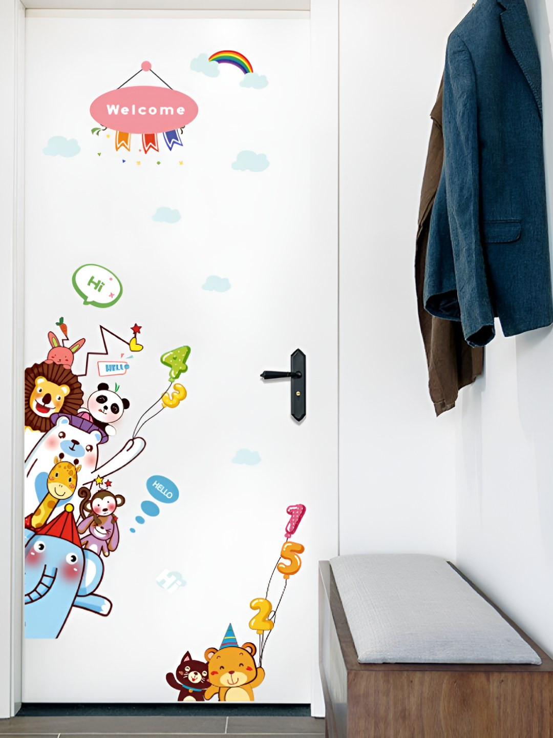 INDIAN ROYALS Blue & White Animal Printed Self-Adhesive & Durable Wall Sticker