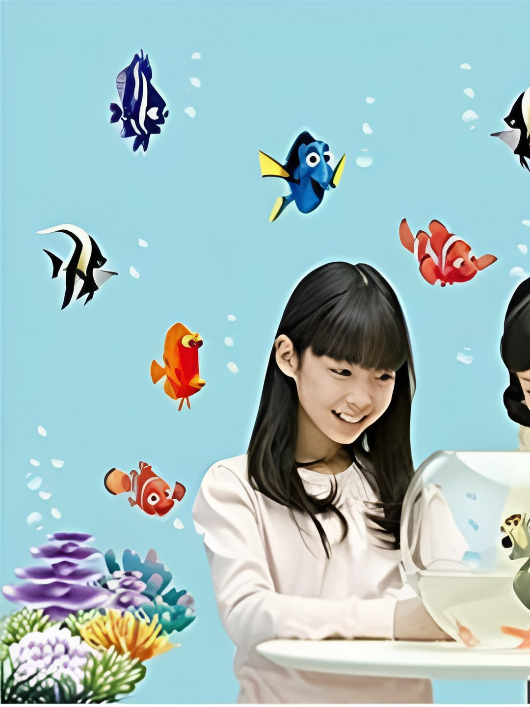 INDIAN ROYALS Blue & Pink Under Sea Shark Fish 3D Cartoon Printed Wall Stickers