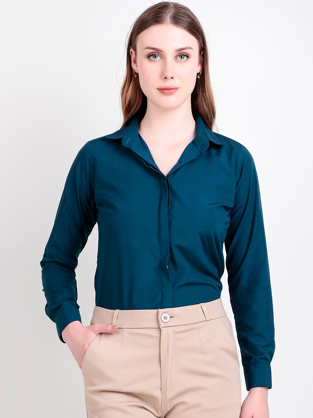 RARE CAMEL Spread Collar Long Sleeves Slim Fit Formal Shirt