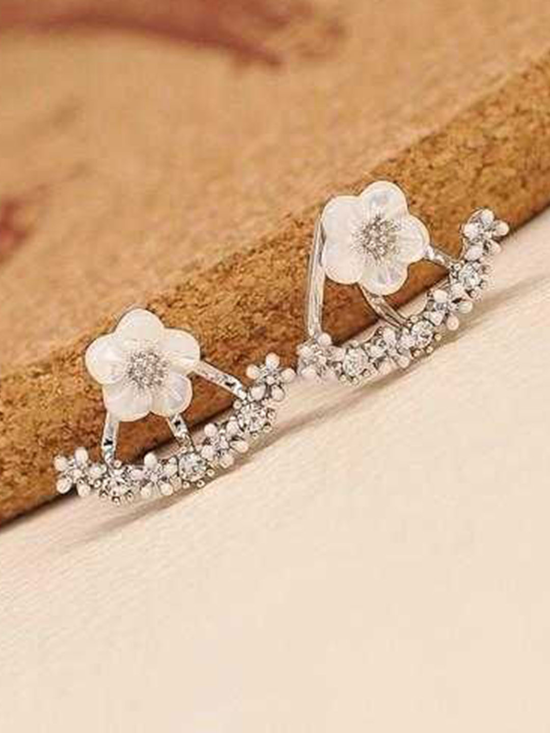 Bling Queen Floral Stud Cubic Zirconia Studded Earrings