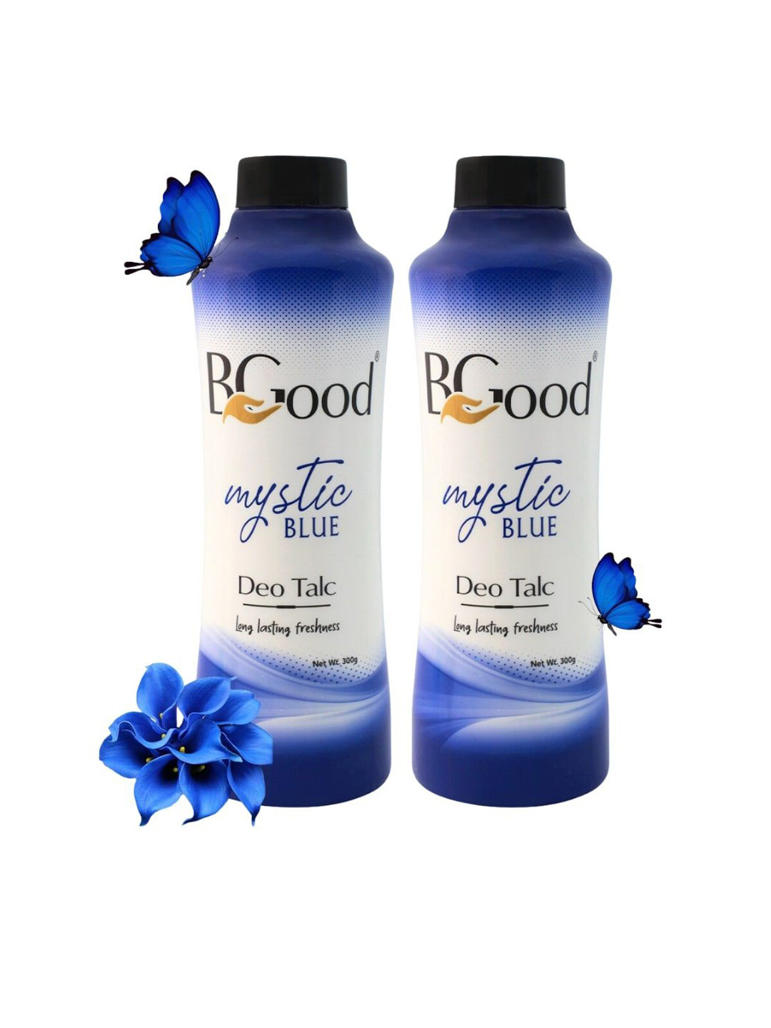 Bgood Set Of 2 Mystic Blue Deo Long Lasting Talcum Powder- 300 g Each