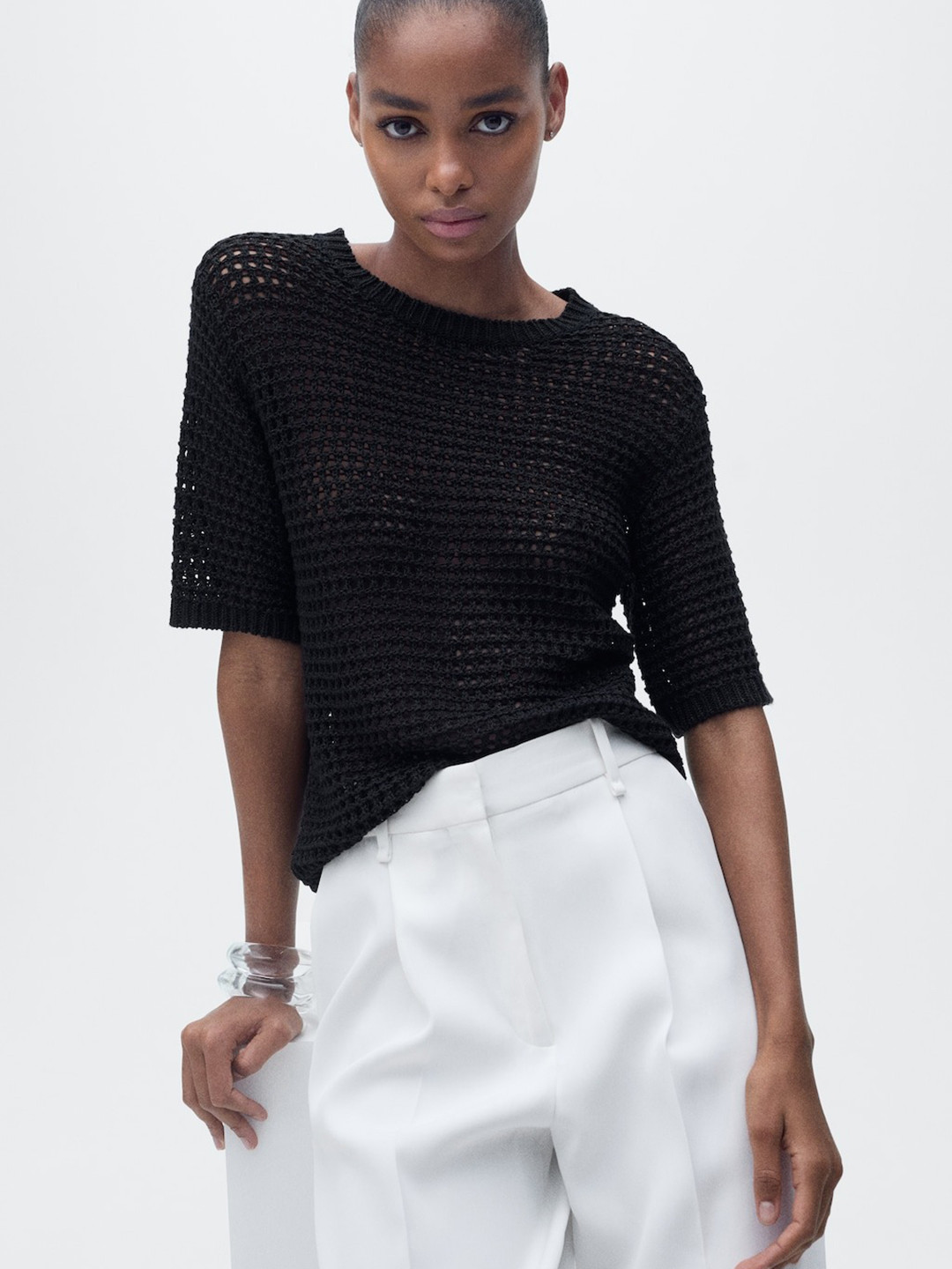 MANGO Knitted Crochet Top