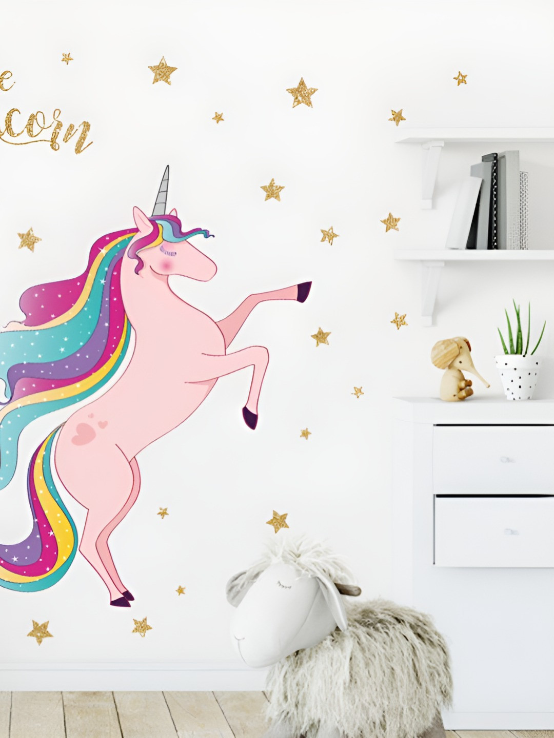 INDIAN ROYALS Pink & Blue Animal Printed Self-Adhesive & Durable Wall Sticker