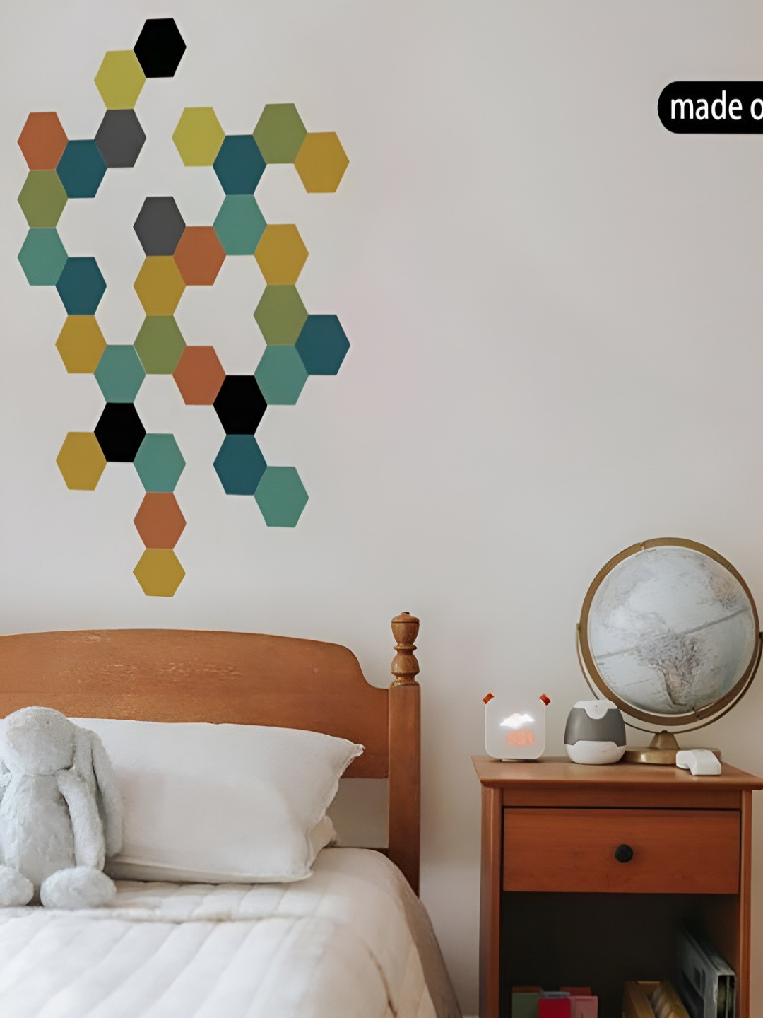 INDIAN ROYALS Green & Yellow Colorful Hexagonal Decorative Printed Waterproof Wallpaper