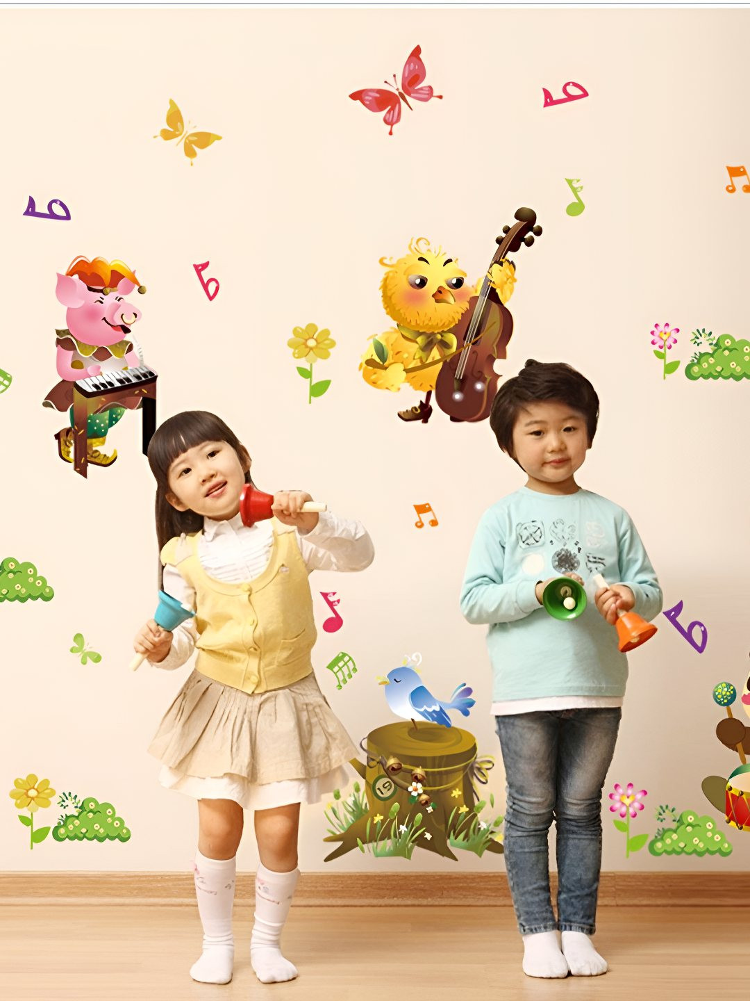 INDIAN ROYALS Yellow & Green Printed Waterproof Heat Resistant Self Adhesive Wall Sticker