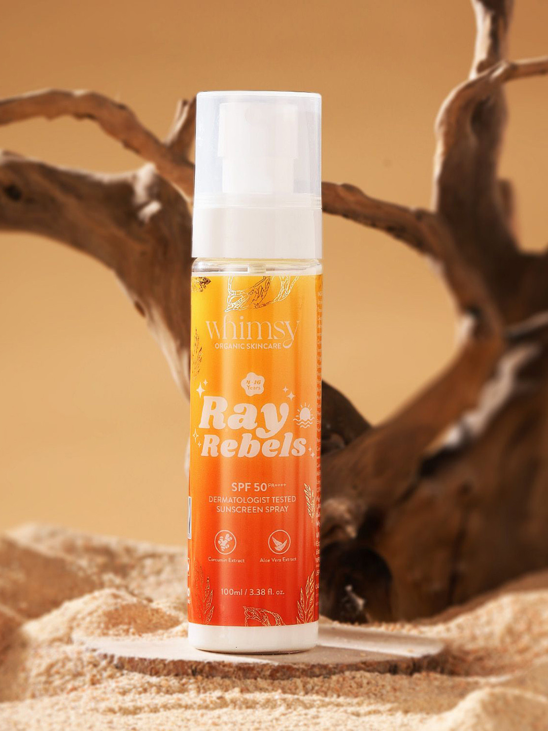 Whimsy Beauty Ray Rebels SPF50 Sunscreen Spray with Curcumin & Aloevera - 100 ml
