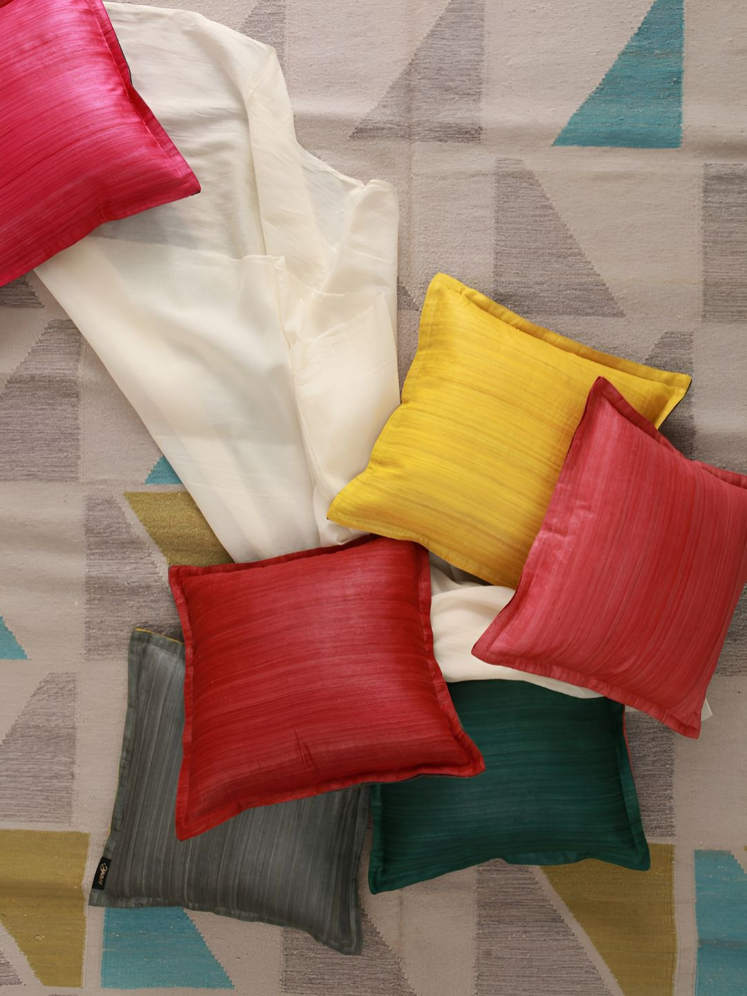 Eyaas Red Silk Square Cushion Covers