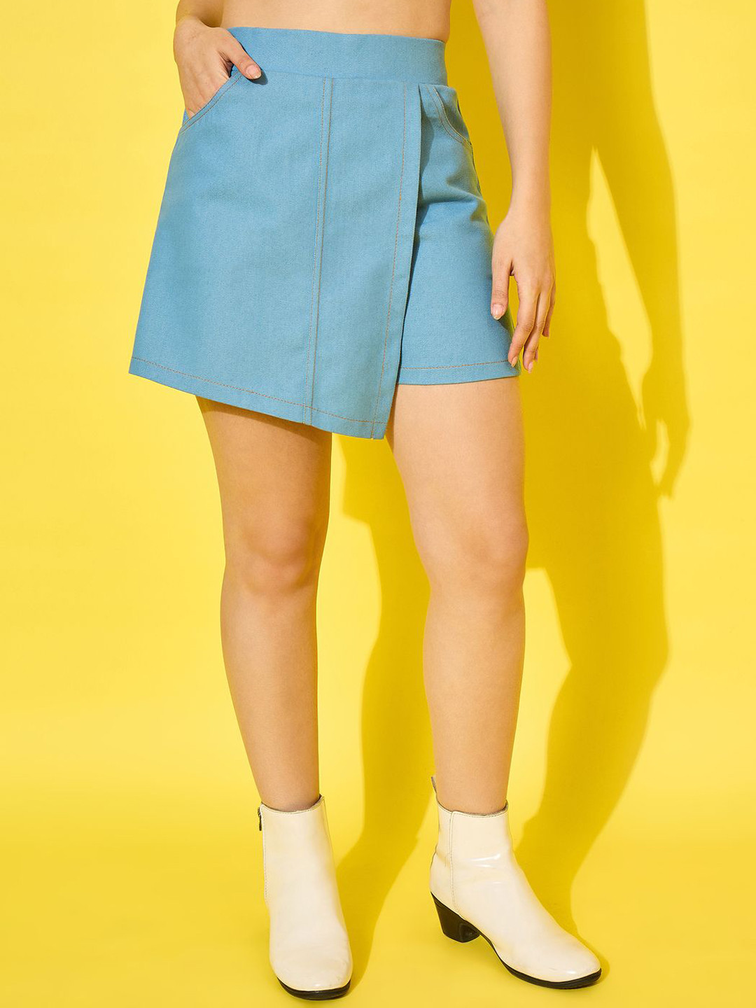 Dimpy Garments Women High Waist Denim Skorts