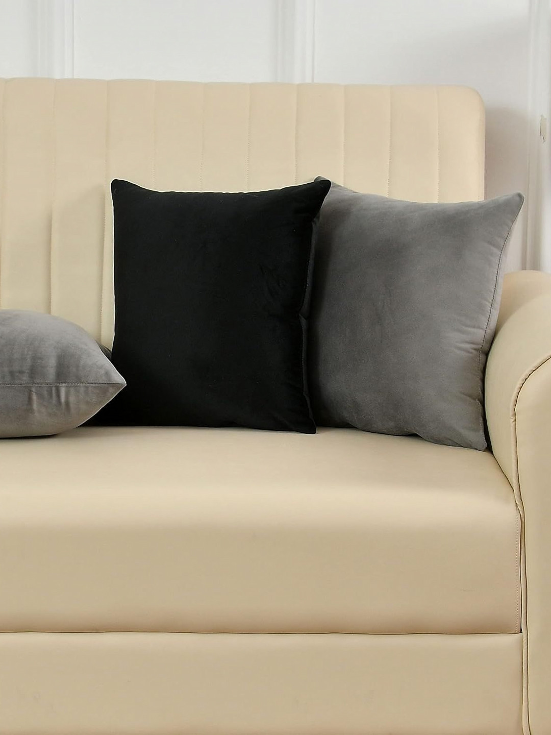 Shadowkart 3 Pieces Fibre Filled Faux Velvet Ultra Soft Cushions