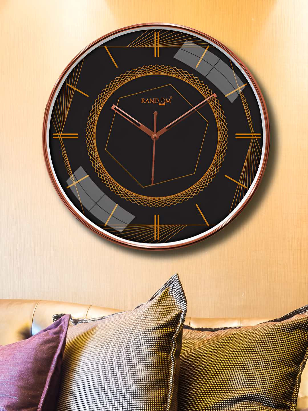 RANDOM Metallic Foil Finish With Sweep Silent Classic 12.75 Inch Wall Clock