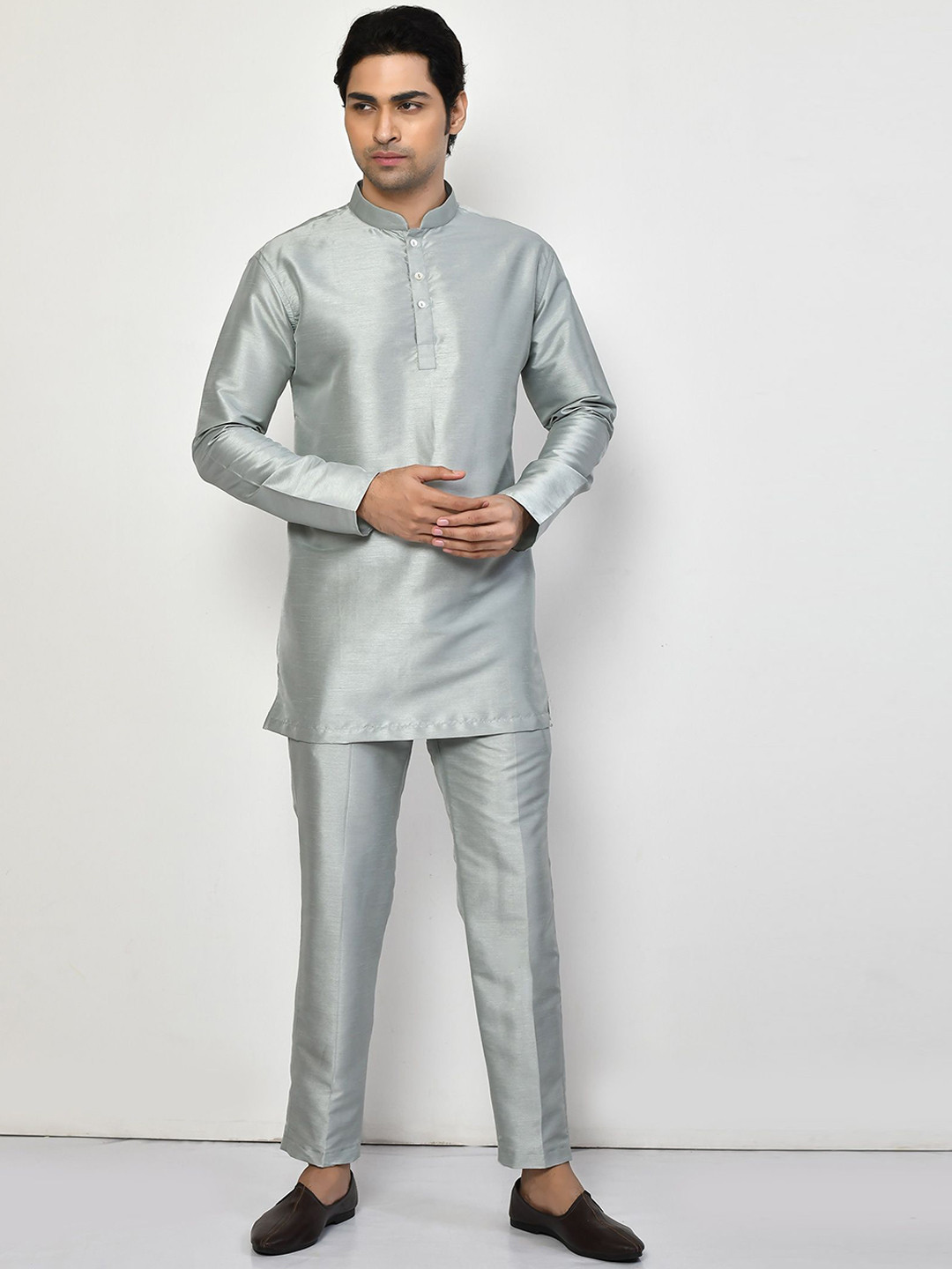 Arihant Rai Sinha Pure Silk Long Sleeves Kurta With Trousers