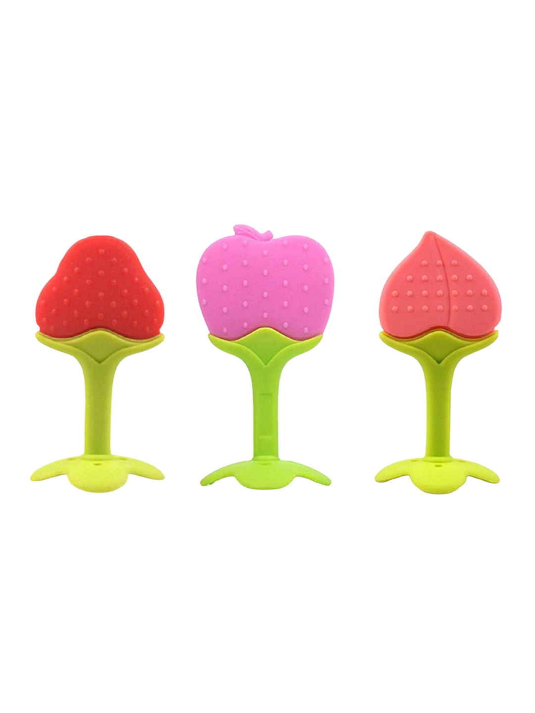 NeonateCare Kids Set Of 3 Strawbeery Apple & Peach Shape Silicon Teethers