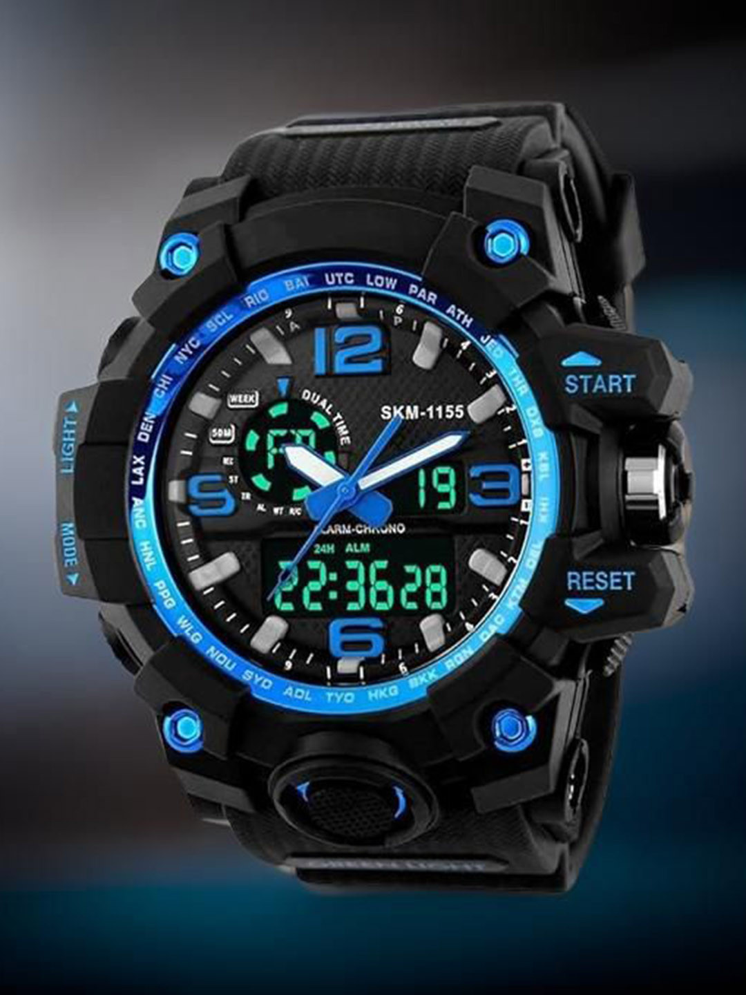 Otage Men Textured Straps Analogue and Digital Chronograph Watch Otg-1155-Blue2