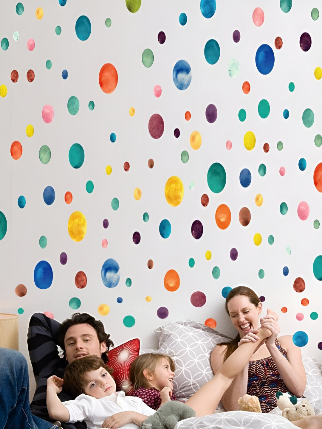 INDIAN ROYALS Blue & Red Circle Design Self Adhesive Wall Sticker