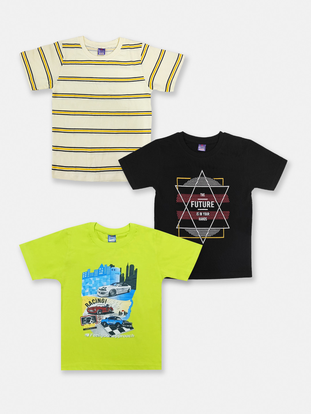 Here&Now X Game Begins Boys Assorted Pack Of 3 Typography Printed T-shirts