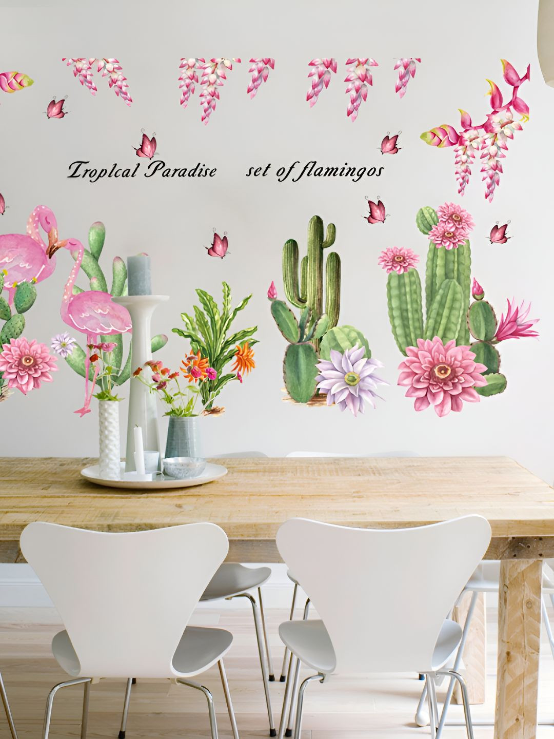 INDIAN ROYALS Pink & Green  Butterflies Printed Waterproof Wallpaper