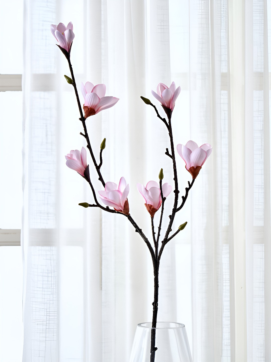 Home Centre Pink & Brown Magnolia Artificial Flower