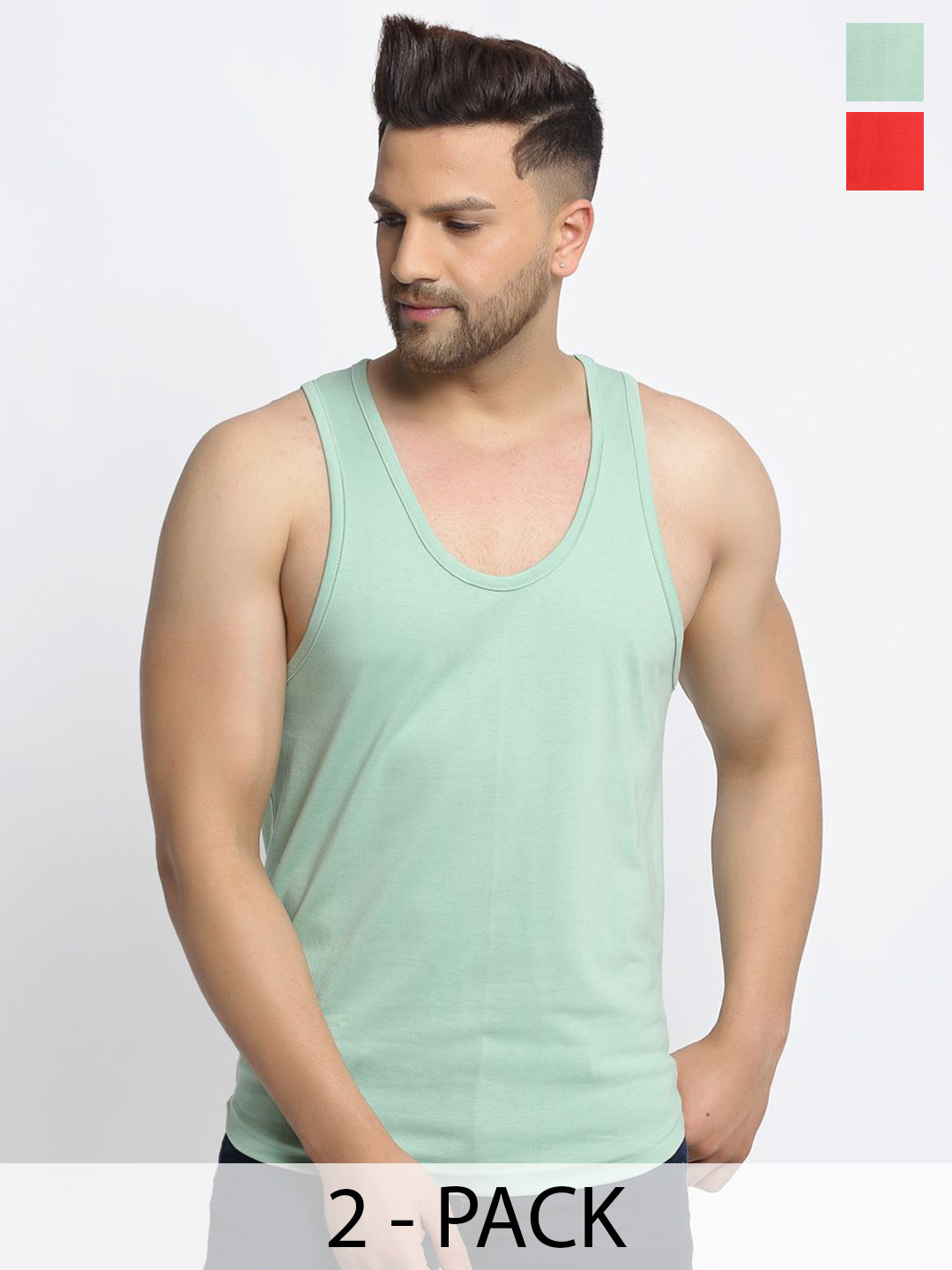 Friskers Pack Of 2 Cotton Gym Vests 10525C-03-33