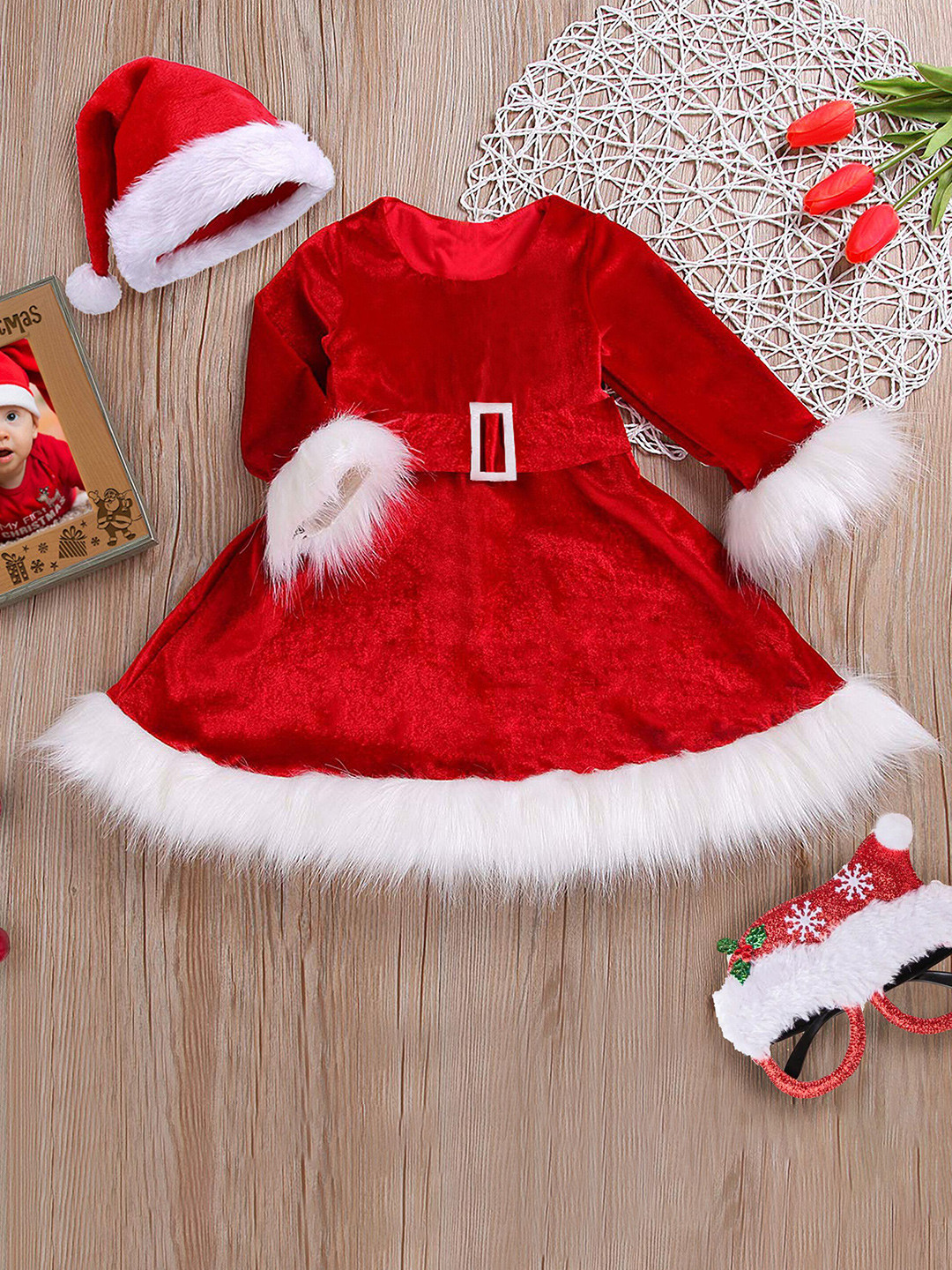 KRISHTINA Girls Tie and Dye Solid Fit & Flare Dress