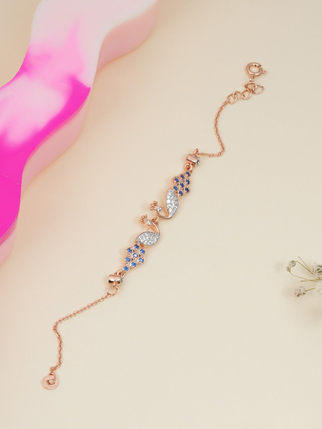 Orebella Vrinda 925 Sterling Silver 18k Gold Plated Cubic Zirconia Link Bracelet