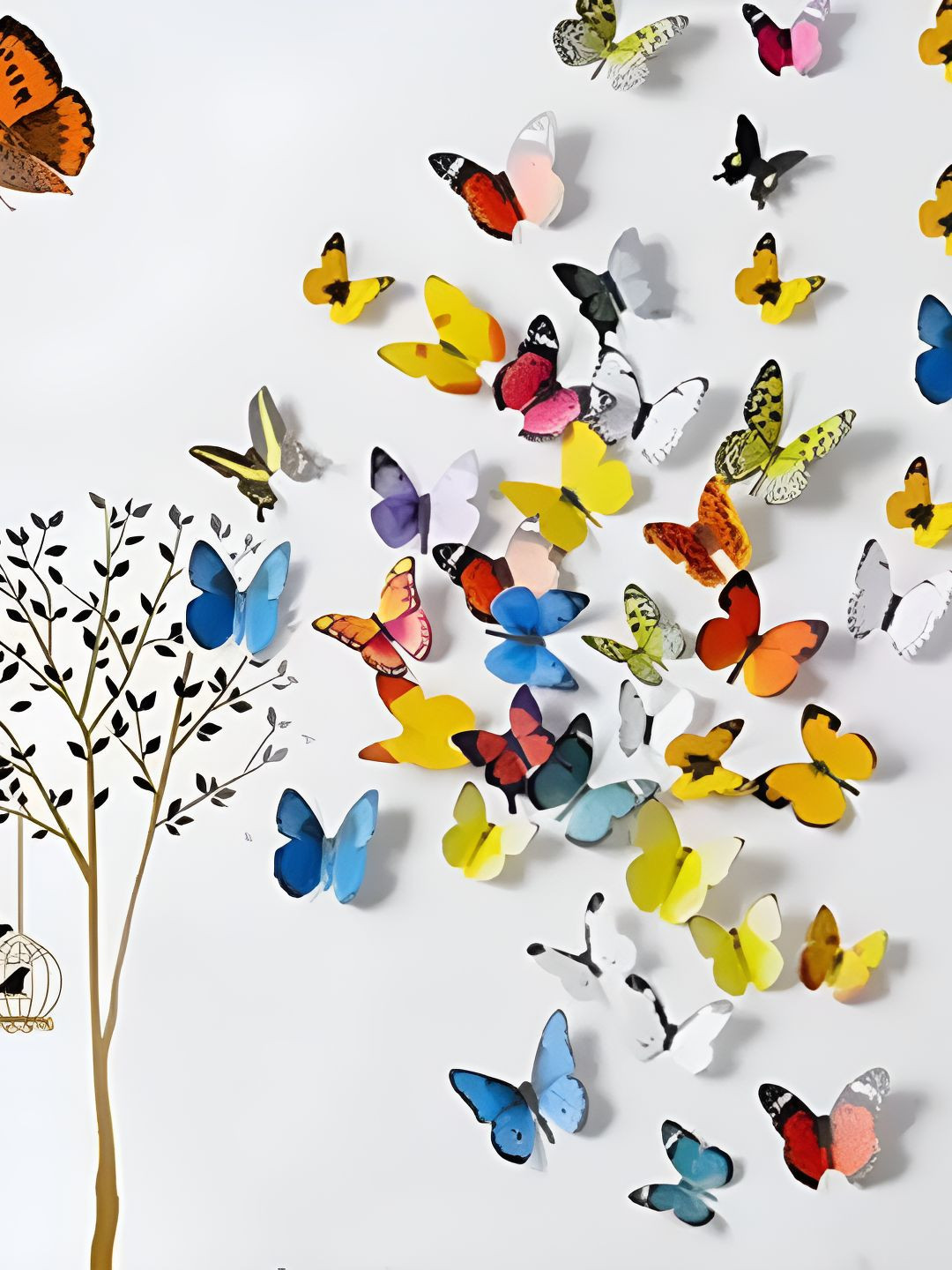 INDIAN ROYALS Blue & Red Butterfly Printed Self-Adhesive & Durable Wall Sticker