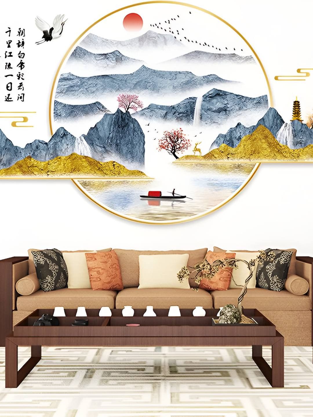 INDIAN ROYALS White & Blue Printed Self-Adhesive & Durable Wall Sticker
