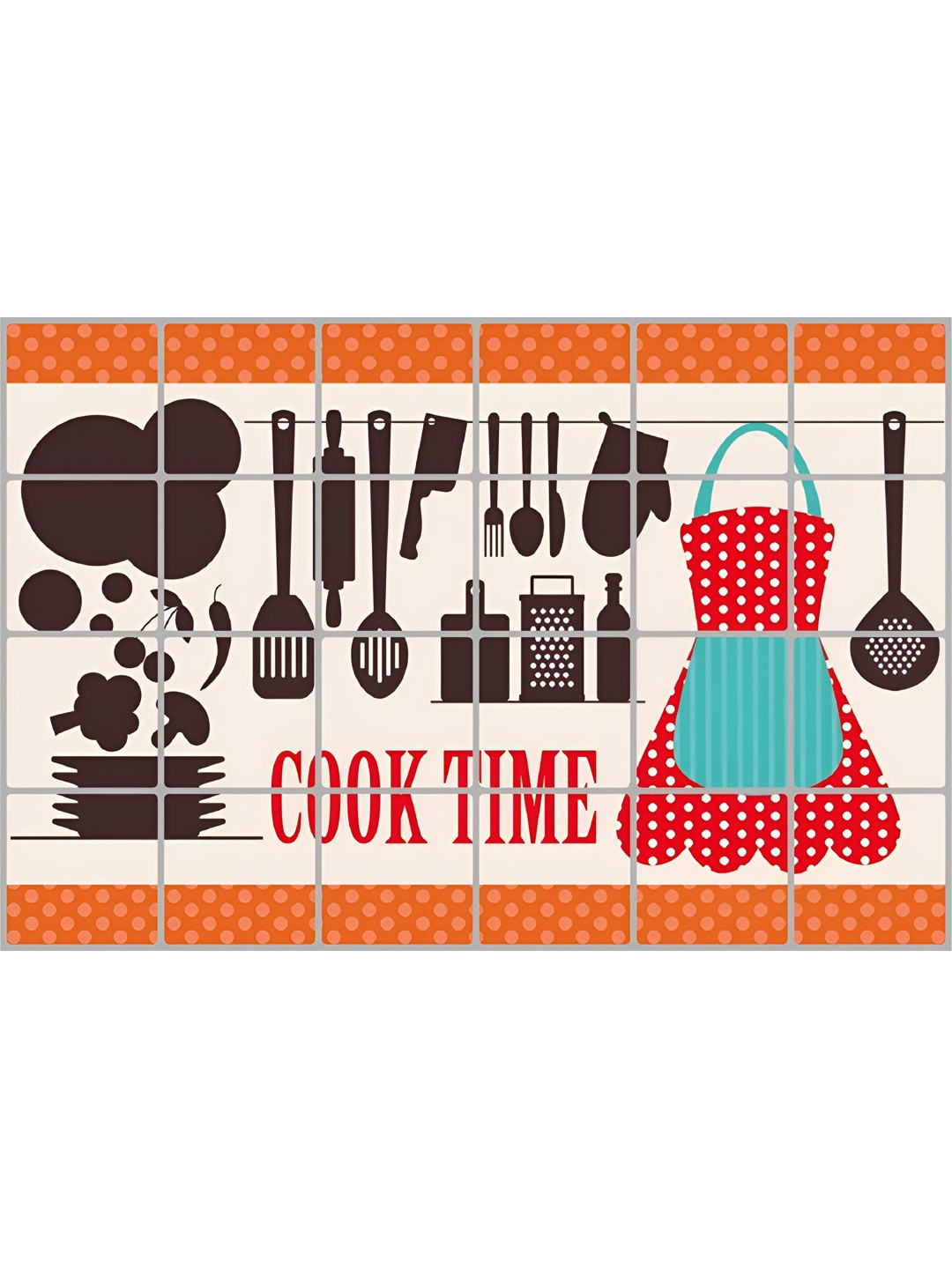 INDIAN ROYALS Red & White Nature Heat Oil proof Self Adhesive Wall Sticker