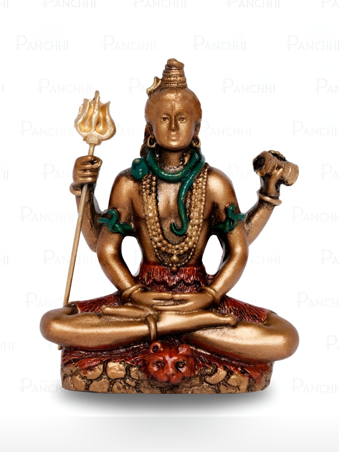 Panchhi Store Shiva Ji Brown Resin Matte Prayer Room Small Showpiece - 3.1 Inches
