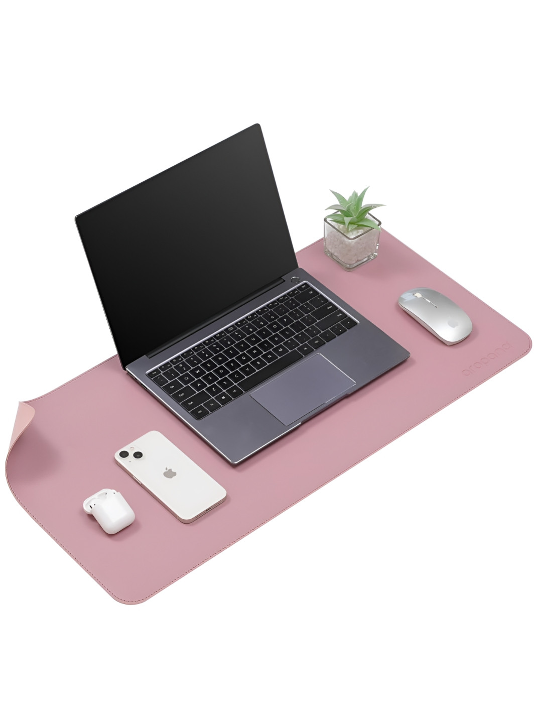 LTETTES dual mats Peach Synthetic Leather Set Of 1 Water Resistant Desk Organiser 27.6 x 13.8 inch