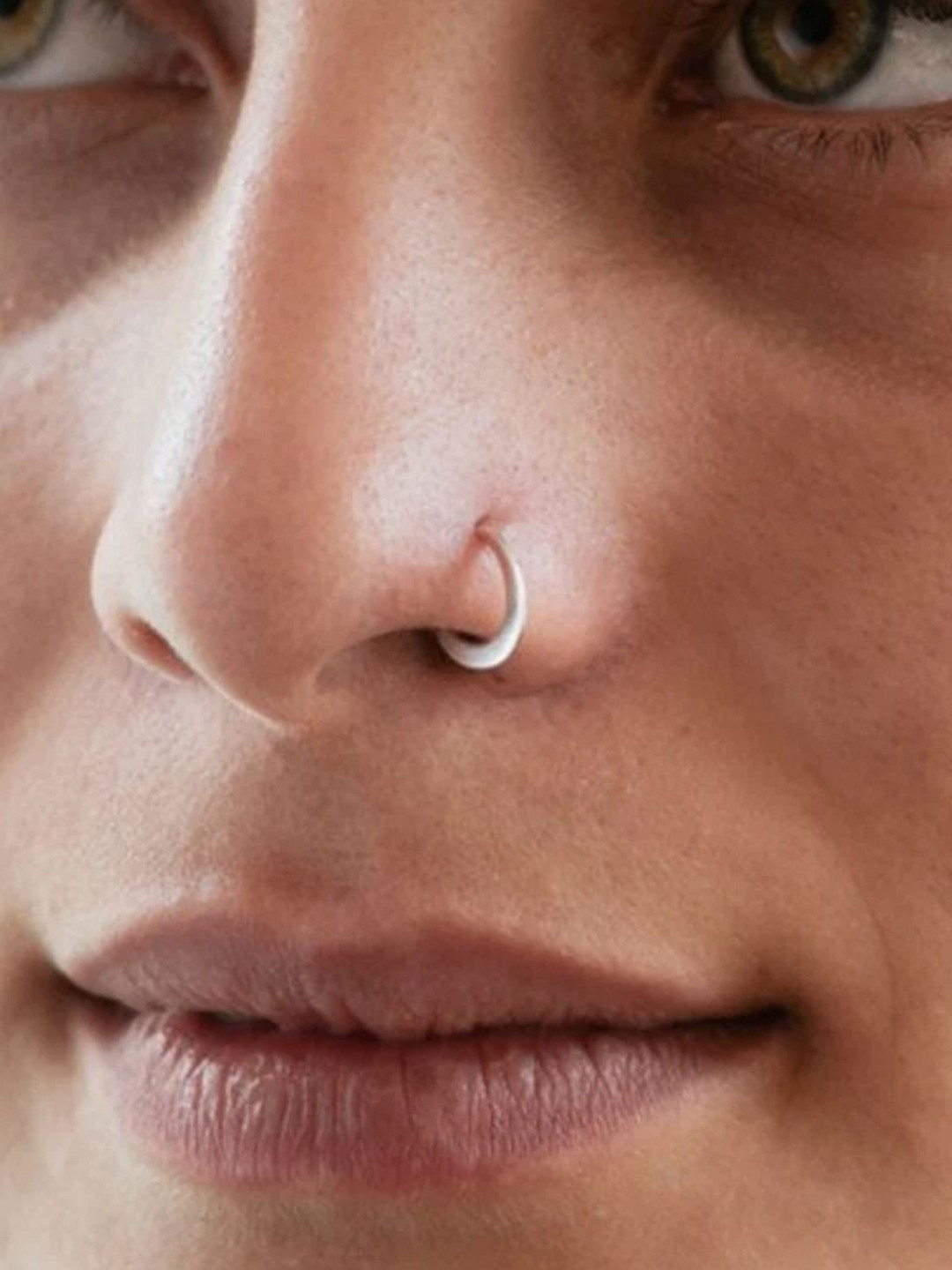 Goldnera 925 Sterling Silver Circle Whisper Shaped Piercing Ring Nosepin