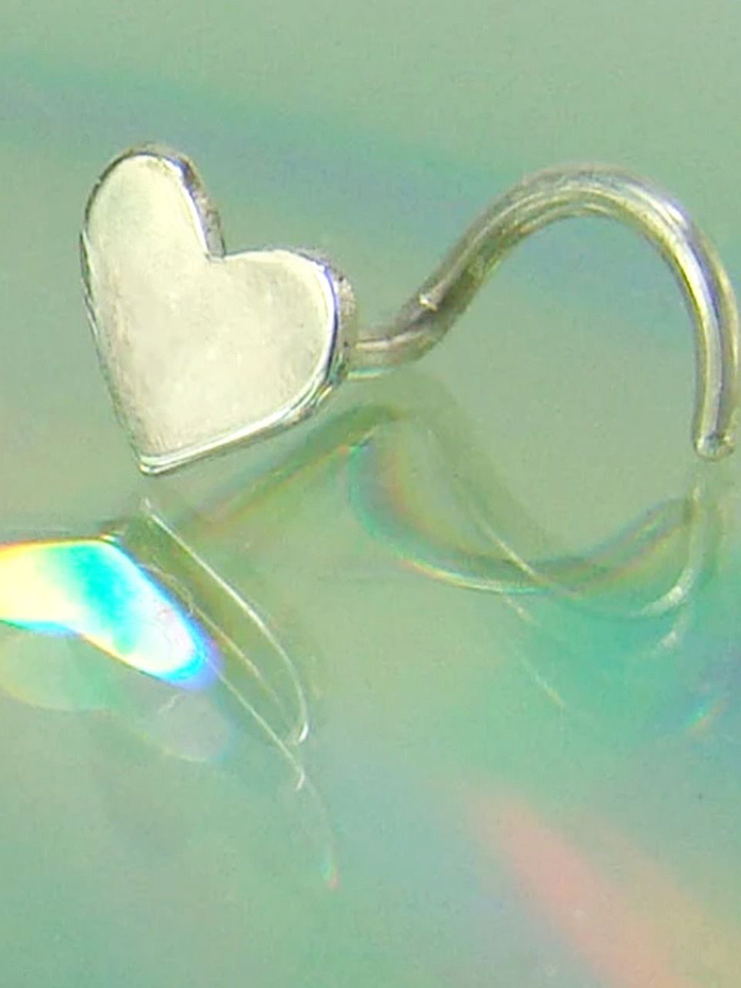 Goldnera 925 Sterling Silver Cute Heart Piercing Stud Nosepin