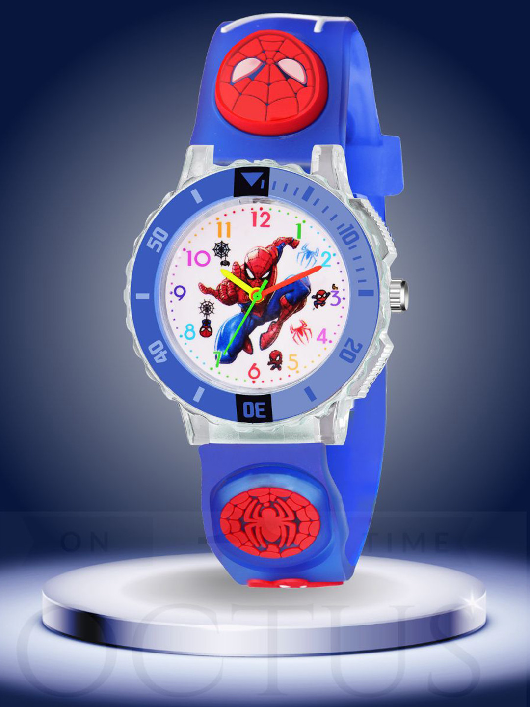ON TIME OCTUS Kids Printed Dial & Straps Analogue Watch KD-112 BLUE SPIDER